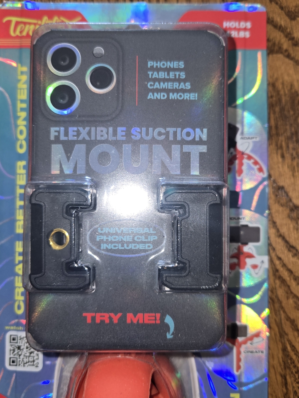 Tenikle Pro  Flexible Suction Mount For Cell Phone - Holder - Red - Picture 5 of 7